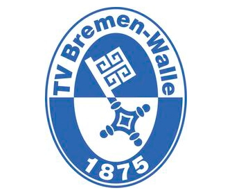 Blau-weißes, ovales Logo mit einem Schlüssel in der Mitte und dem Schriftzug „TV Bremen-Walle 1875“ am Rand.