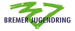 Grüne, stilisierte „B“-Form über dem Schriftzug „BREMER JUGENDRING“ in Dunkelblau auf hellem Hintergrund.
