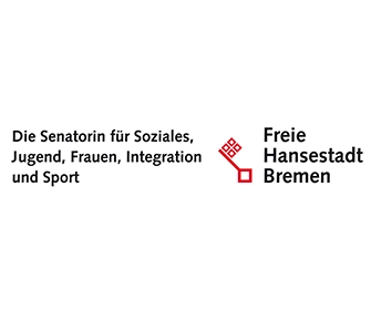 Logo der „Freien Hansestadt Bremen“ mit dem Schriftzug: „Die Senatorin für Soziales, Jugend, Frauen, Integration und Sport“ neben einem roten Schlüsselsymbol.